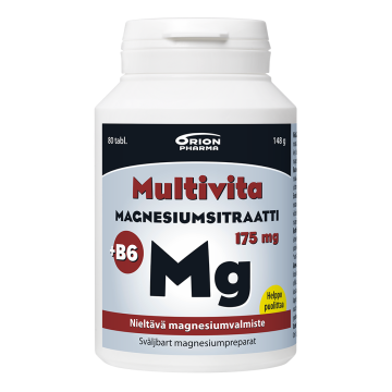 Multivita Magnesiumsitraatti + B6 175 mg nieltävä tabletti 80 kpl